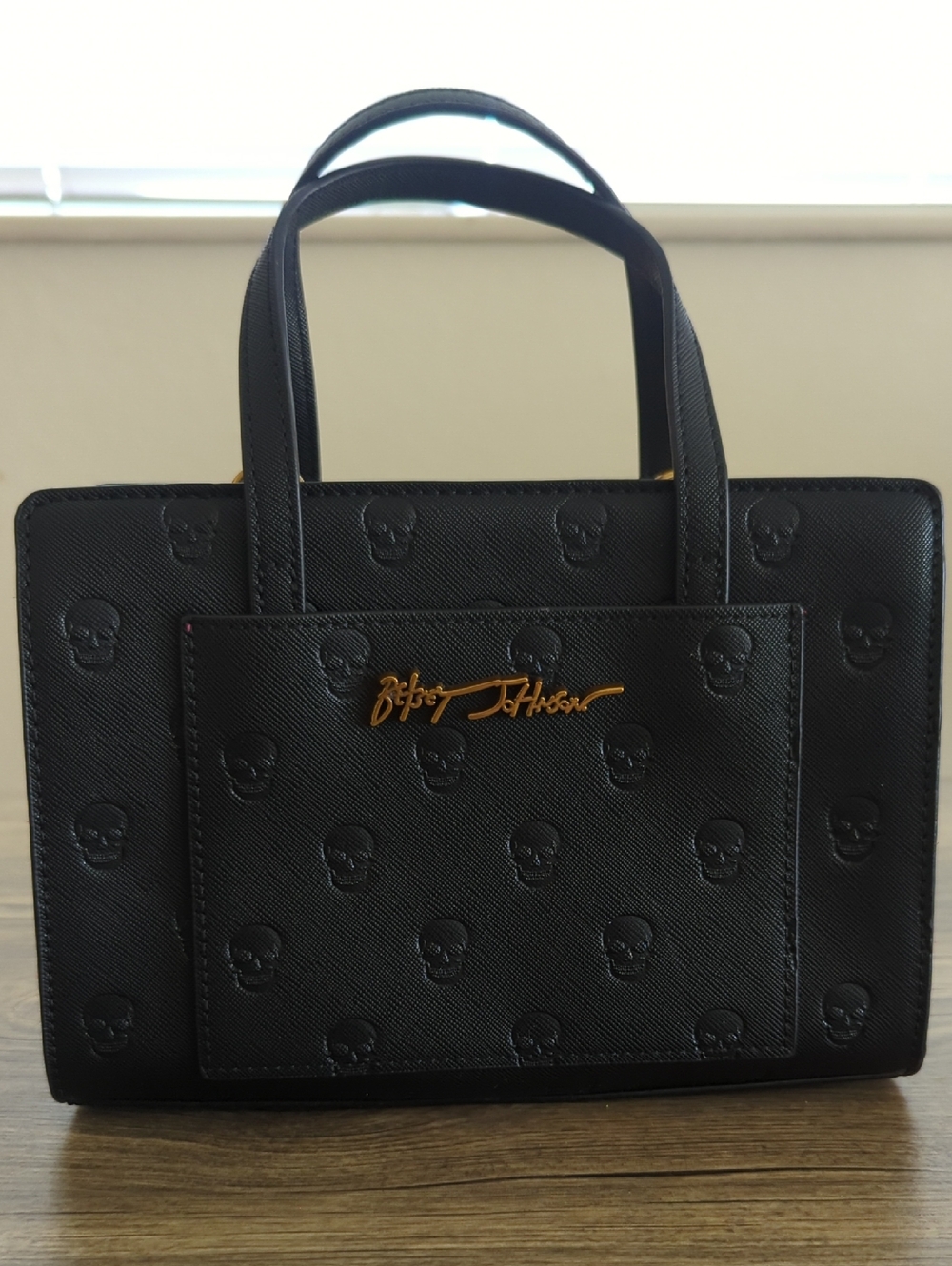 Betsey Johnson Black Embossed Skull Tote Bag
